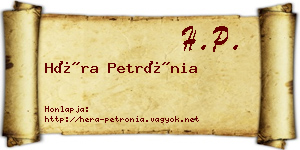 Héra Petrónia névjegykártya